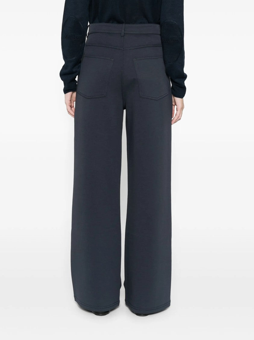 Max Mara Dar Blue Smmbrioso Wide-Leg High-Waist Pants