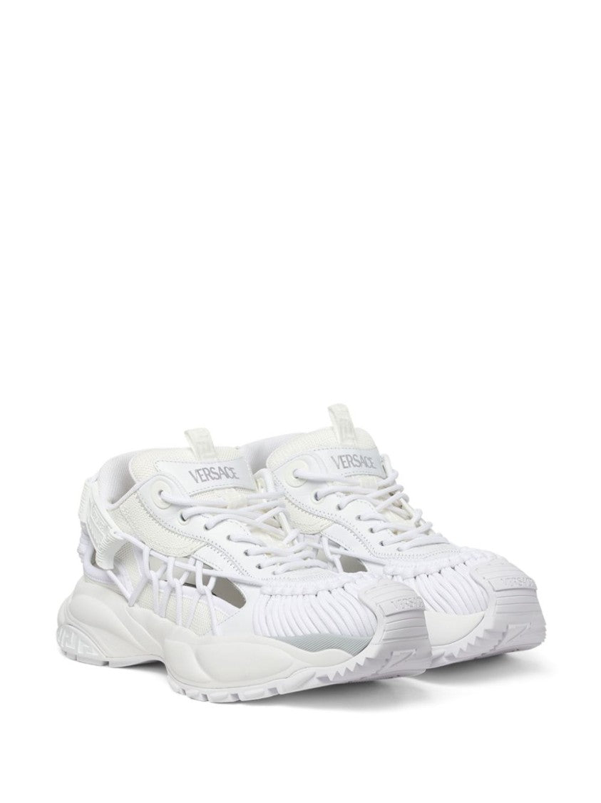 Versace White Panelled Sneakers With Cut-Out
