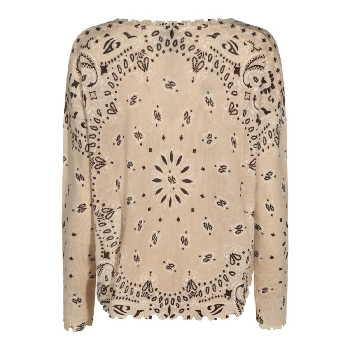 Kujiten Beige Sweater With Intricate Paisley And Floral Pattern