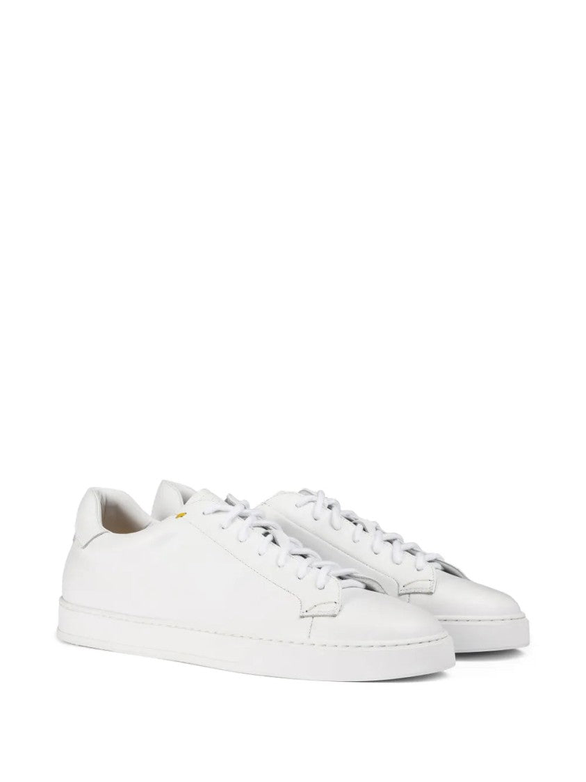 Doucal's White Calf Leather Sneakers