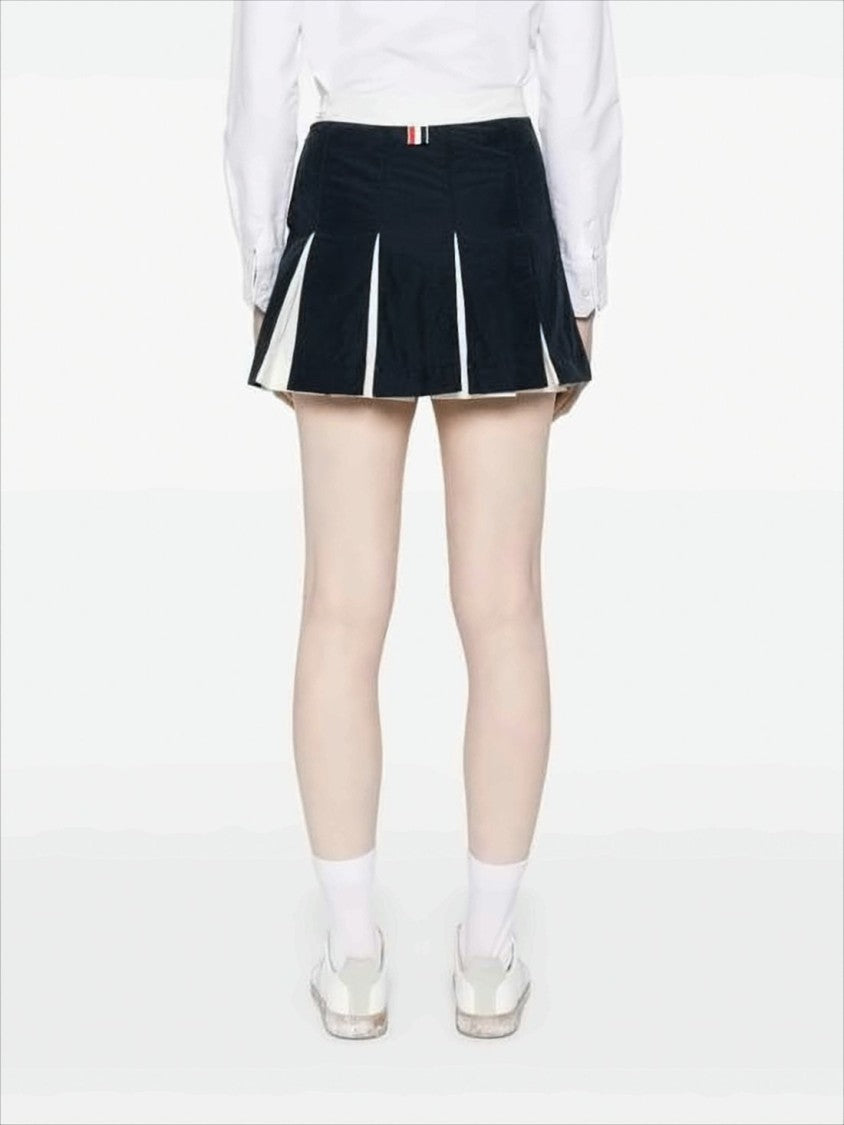 Thom Browne Pleated Mini Skirt With Contrast Inserts