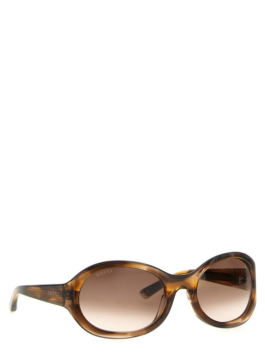 Gucci Round Sunglasses With Gradient Lenses And Metal Tips