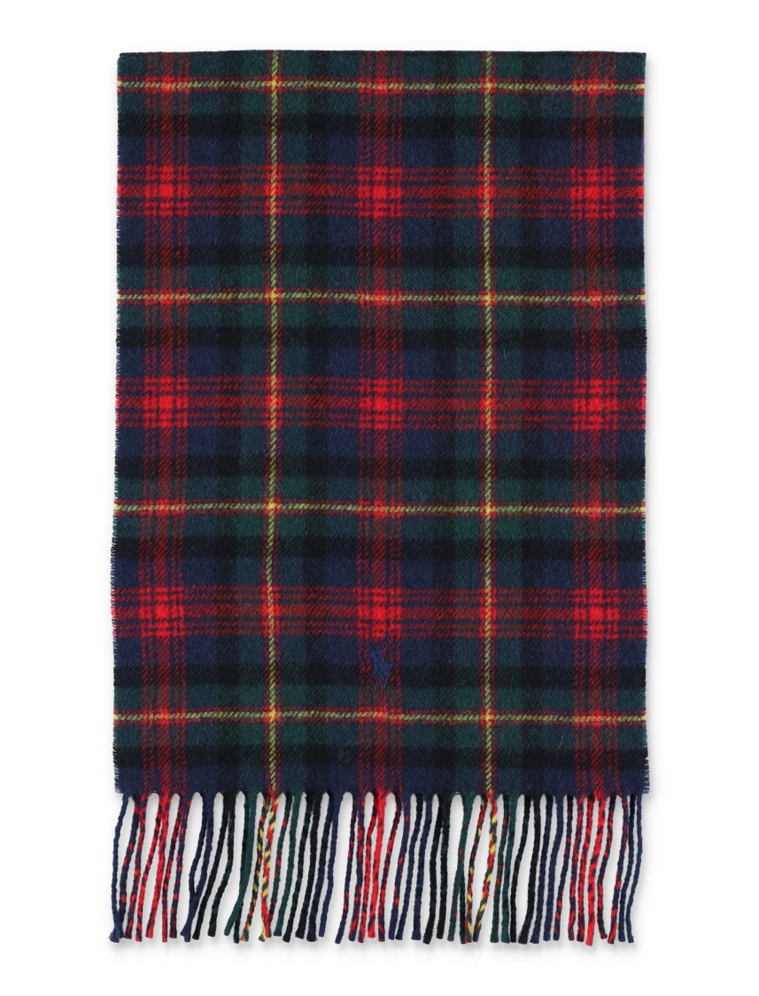 Polo Ralph Lauren Checkered Tartan Scarf With Fringed Edges