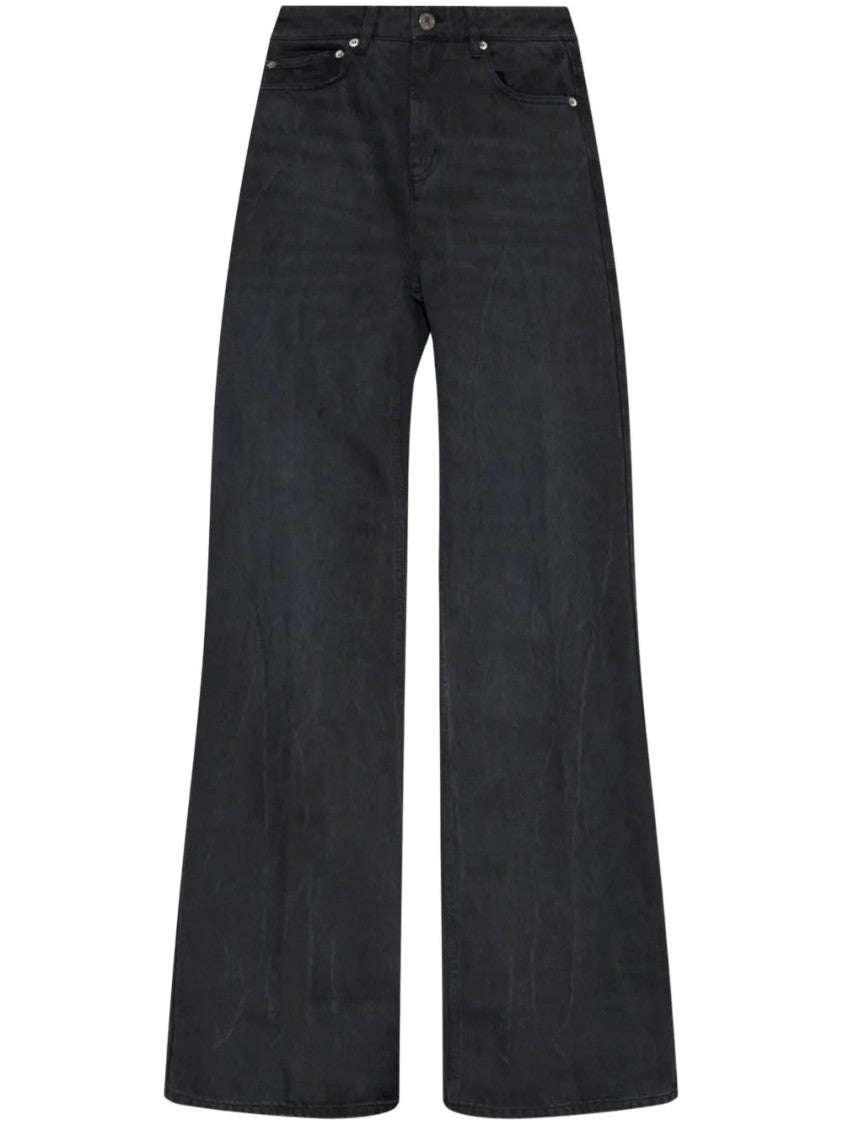 Ami Wide Leg Cotton Trousers With Front Pockets
