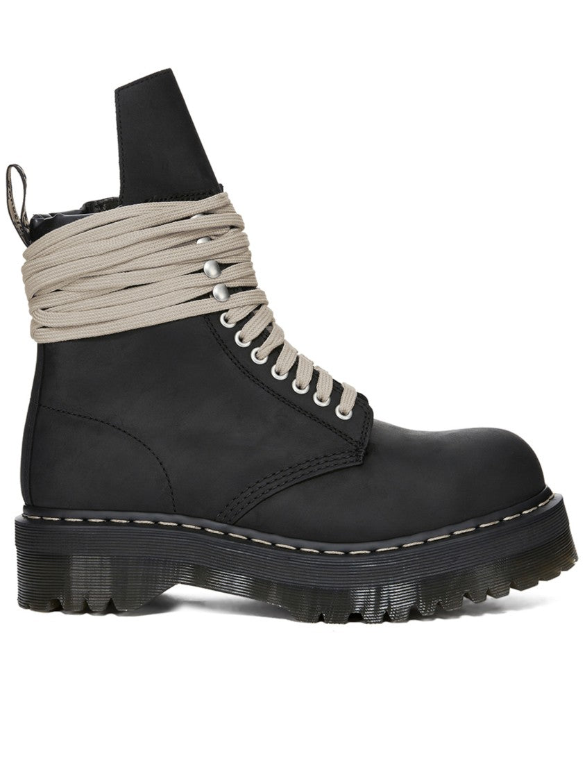 Dr. Martens Robust Black Leather Quad Sole Steel Toe Boot
