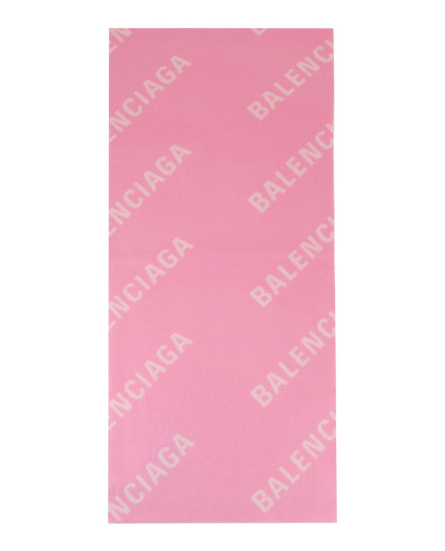 Balenciaga Rectangular Wool Scarf With Repeated Logo Pattern