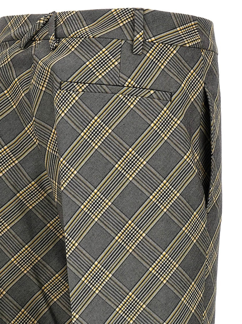 Ambush Check Print Cotton Trousers With Concealed Closure