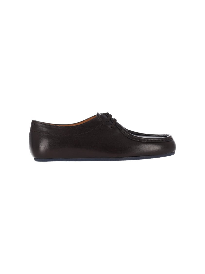 Jil Sander Brown Hood Calfskin Flat Shoes