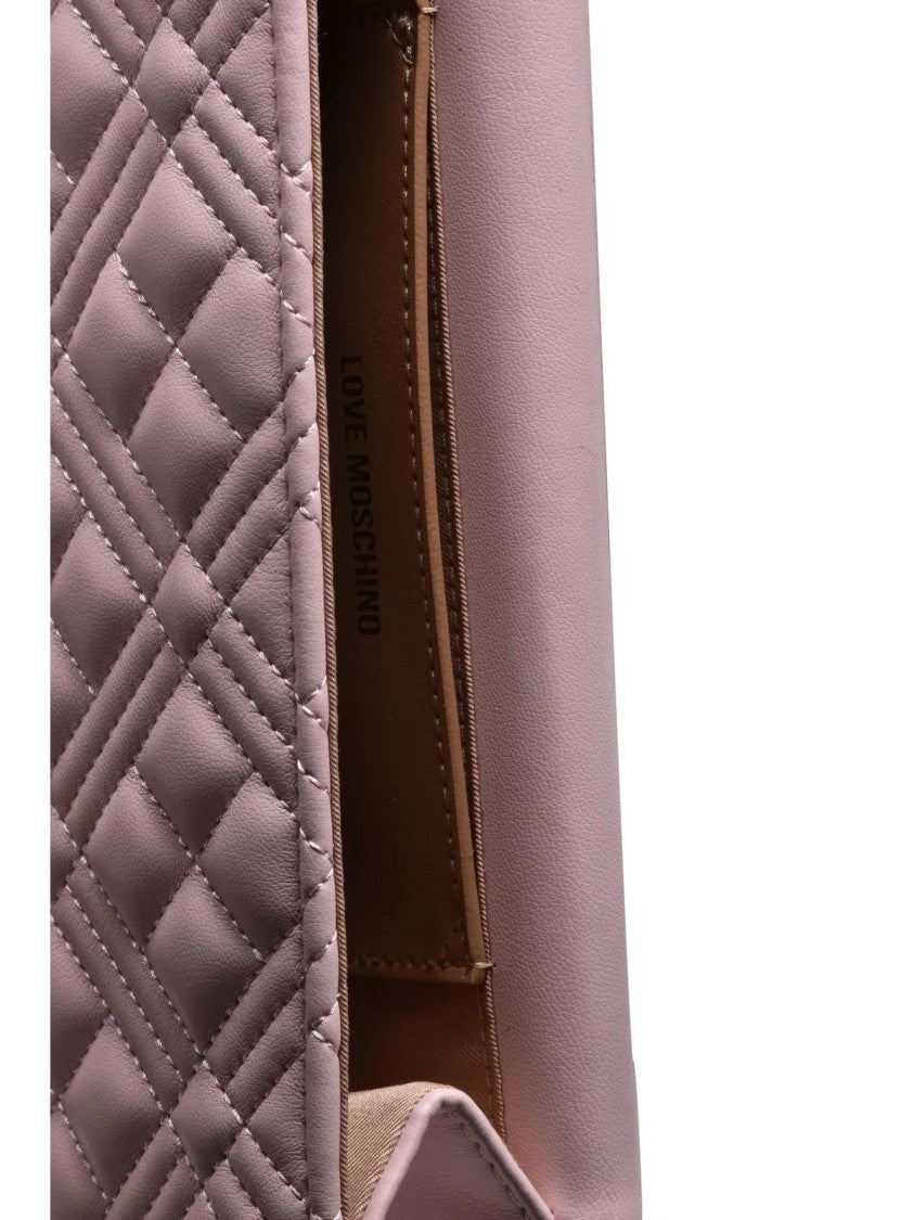 Love Moschino Quilted Pink Love Moschino Crossbody Bag With Card Holder