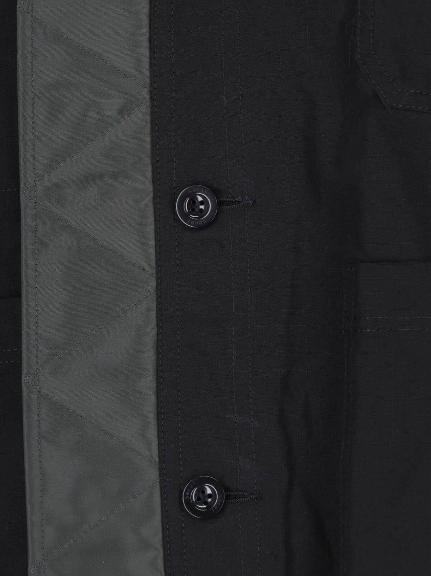 Sacai Reversible Black And Dark Olive Cropped Jacket