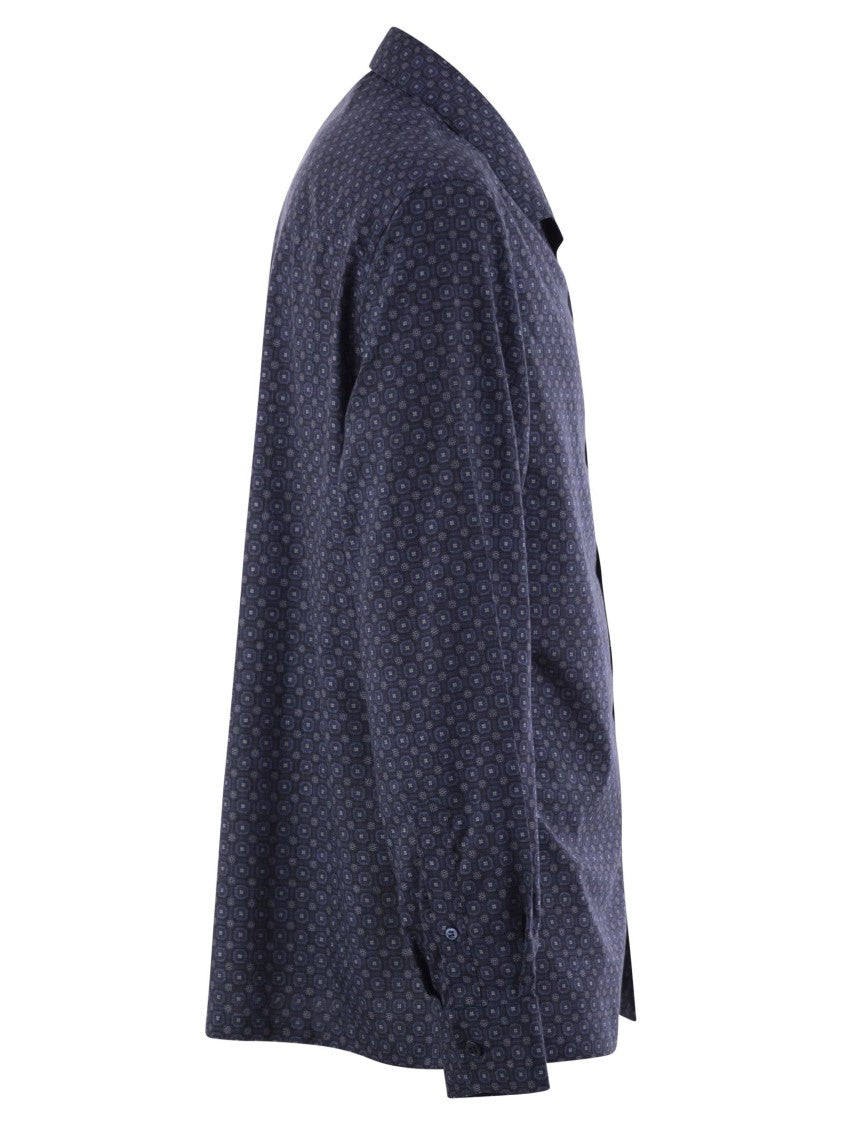 Brunello Cucinelli Geometric Print Easy Fit Twill Shirt