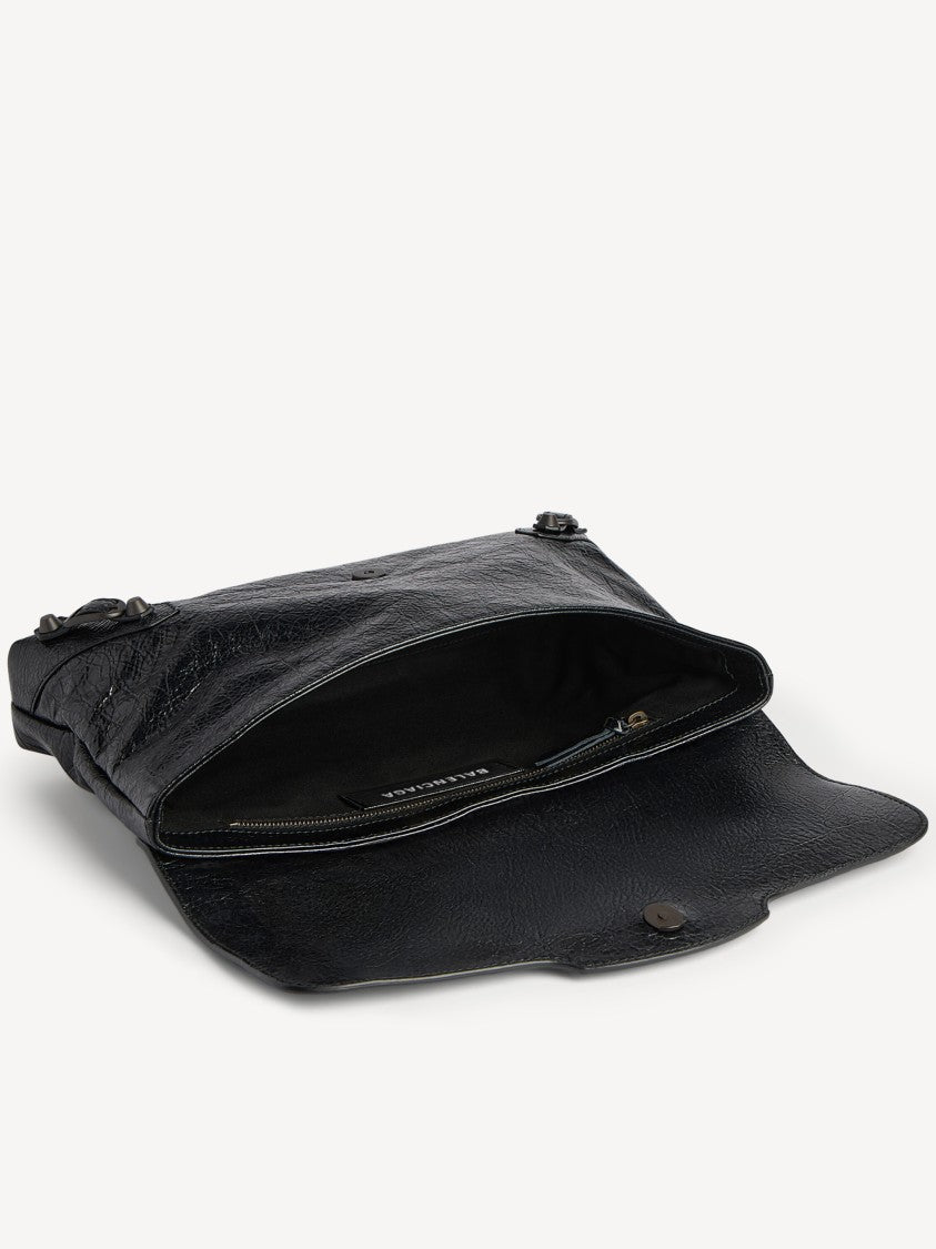 Balenciaga Le City Studded Textured Leather Clutch - Black