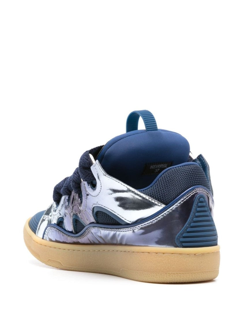 Lanvin Cornflower And Navy Blue Metallic Sneakers
