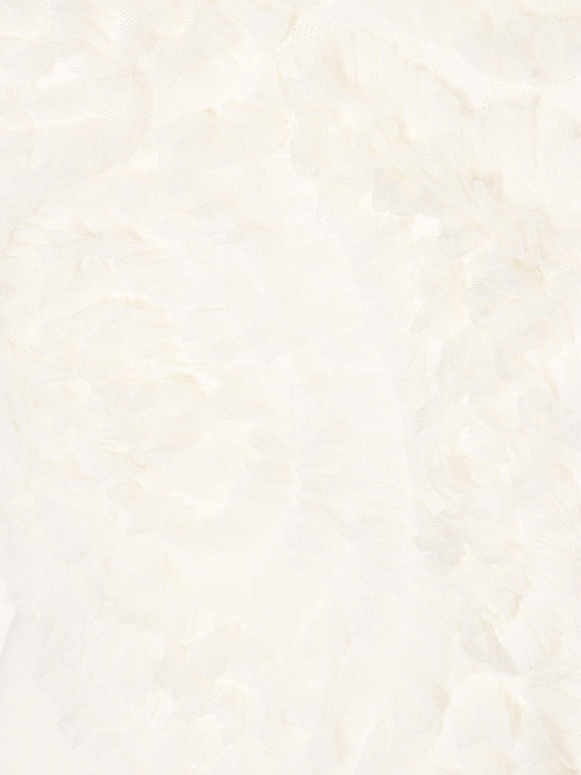 Fabiana Filippi Lightweight Linen Short Sleeve Sweater, Rouche Embroidery