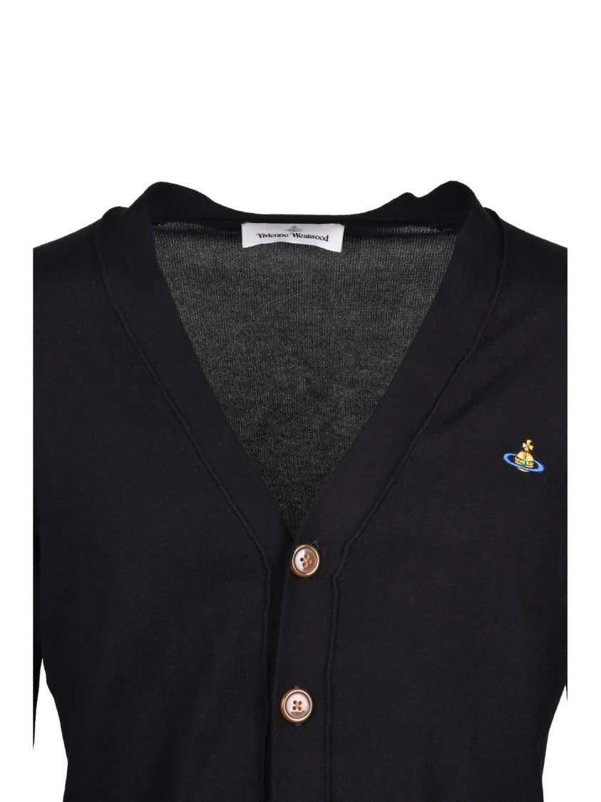 Vivienne Westwood Button-Front Black Cardigan With Subtle Emblem Detail