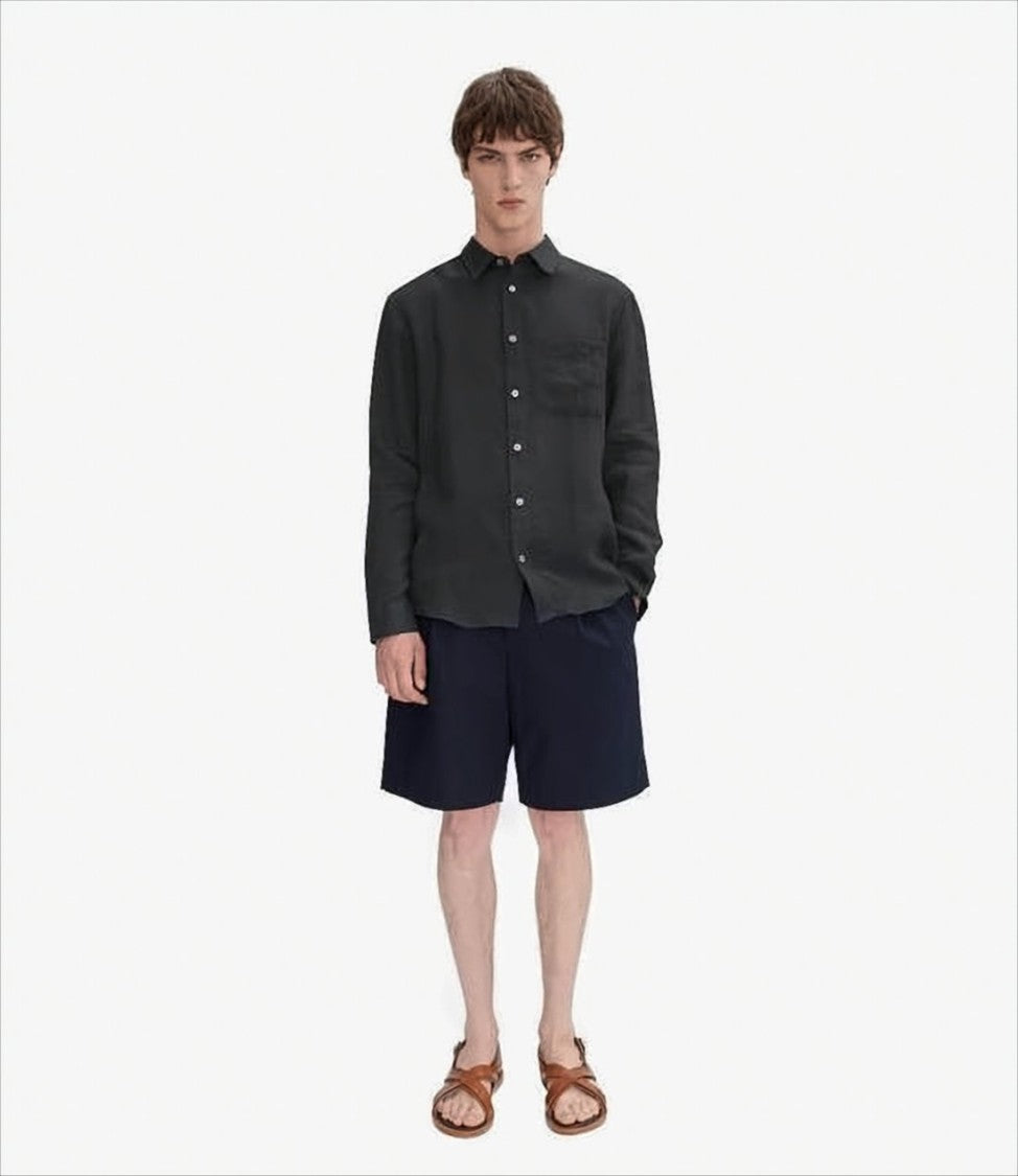 A.P.C. Classic Long-Sleeve Black Linen Shirt