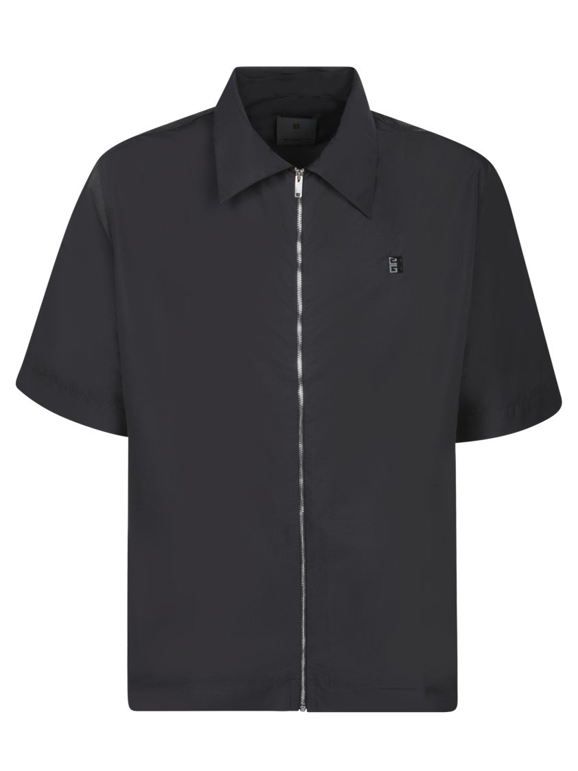 Givenchy Nylon Front Zip Shirt With Classic Collar And Subtle Logo