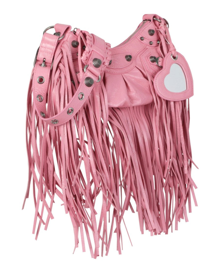 Balenciaga Fringe-Detail Lambskin Leather Shoulder Bag