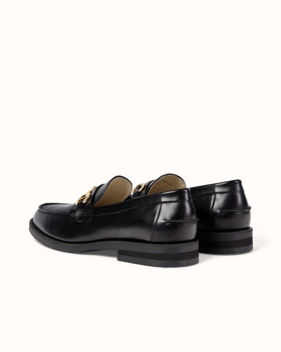 Duke + Dexter Black Horsebit Detail Nappa Leather Loafers