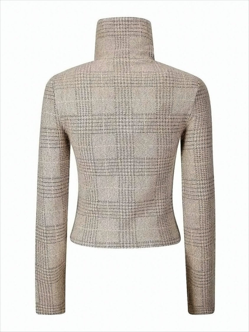 Our Legacy Fitted Textured Cardigan With High Collar And Zip Closure