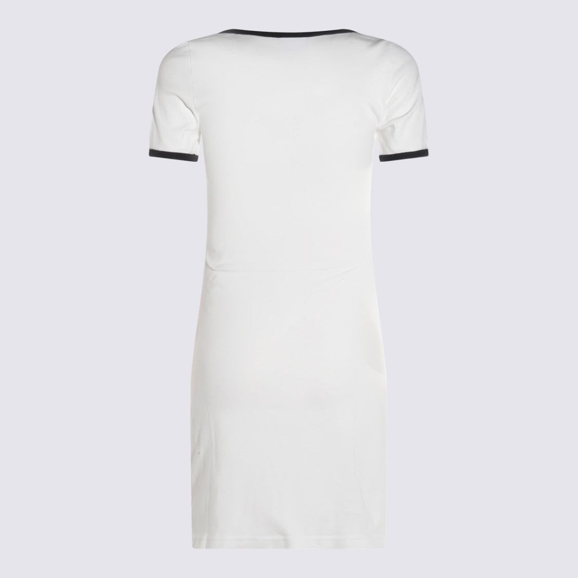 Courrèges Fitted White Mini Dress With Contrasting Black Trim And Logo Detail