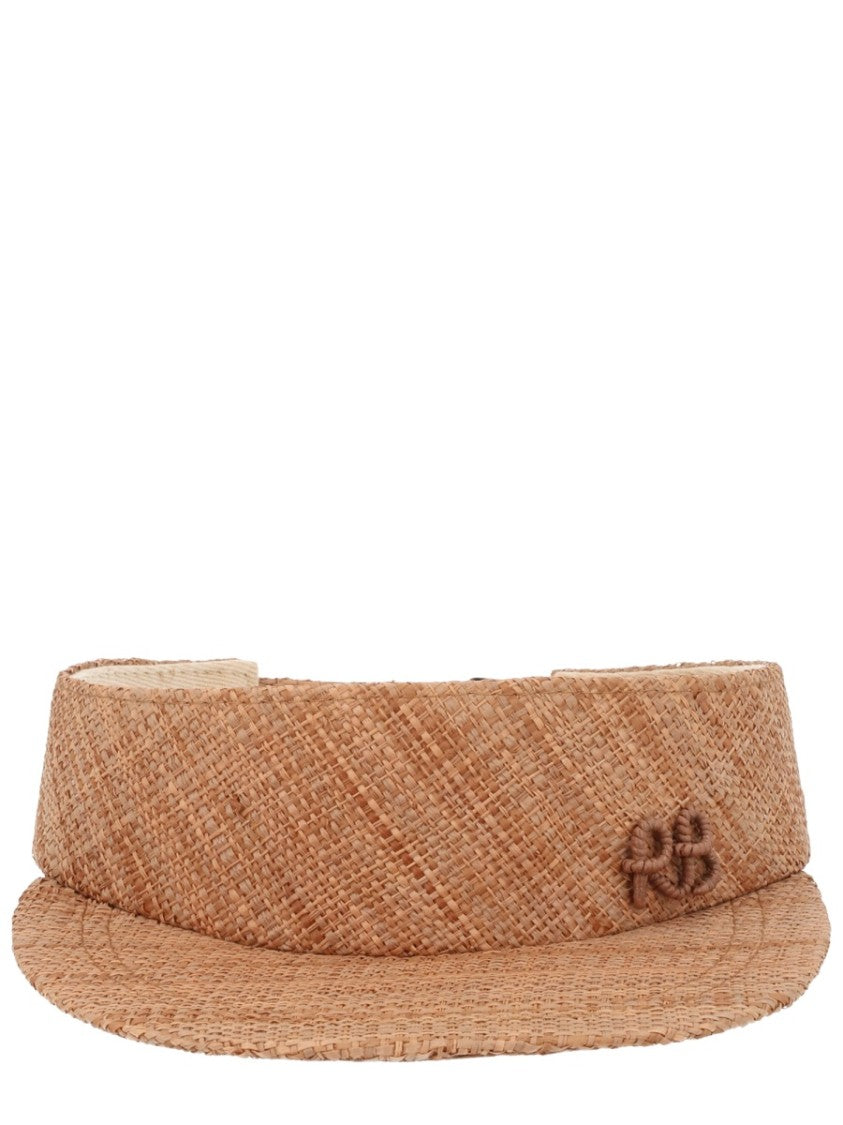 Ruslan Baginskiy Natural Woven Straw Logo Visor Hat