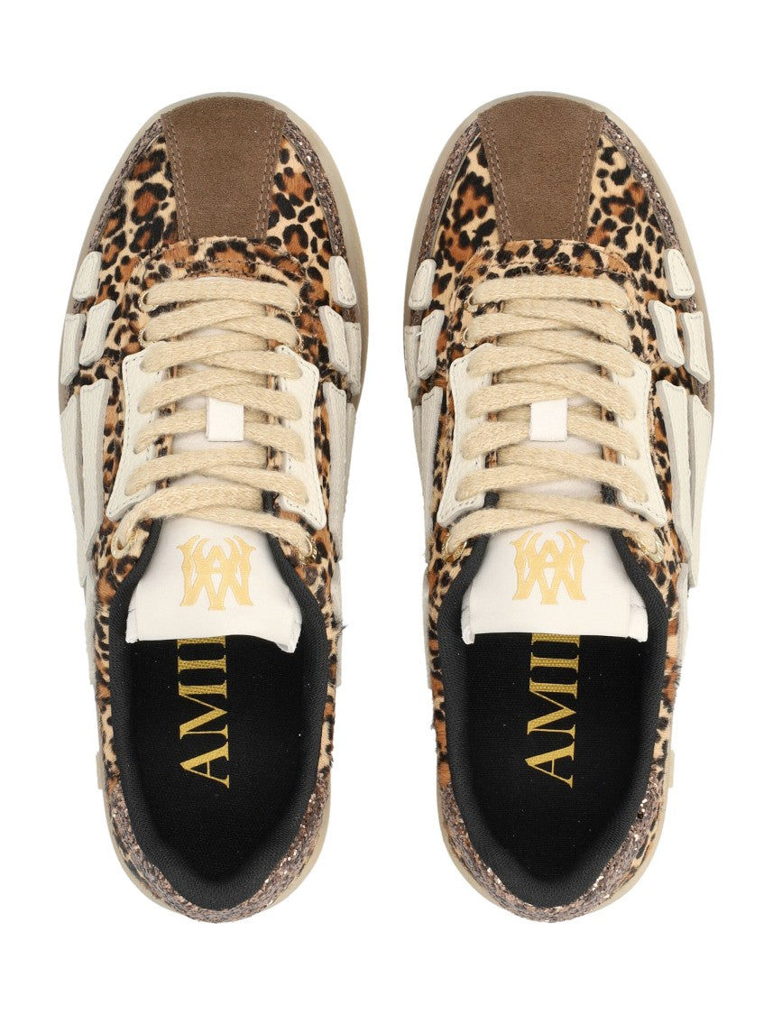 Amiri Pacific Bones Leopard Print Glitter Sneakers