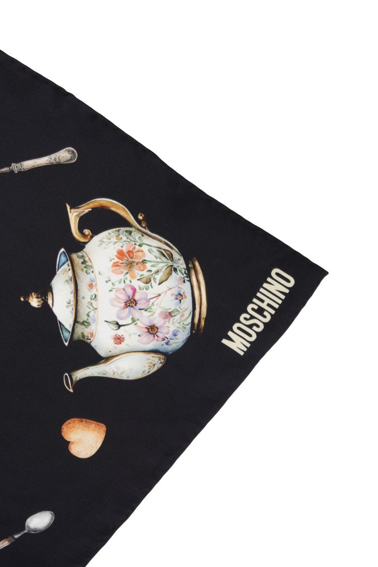 Moschino Detailed Print Silk Scarf