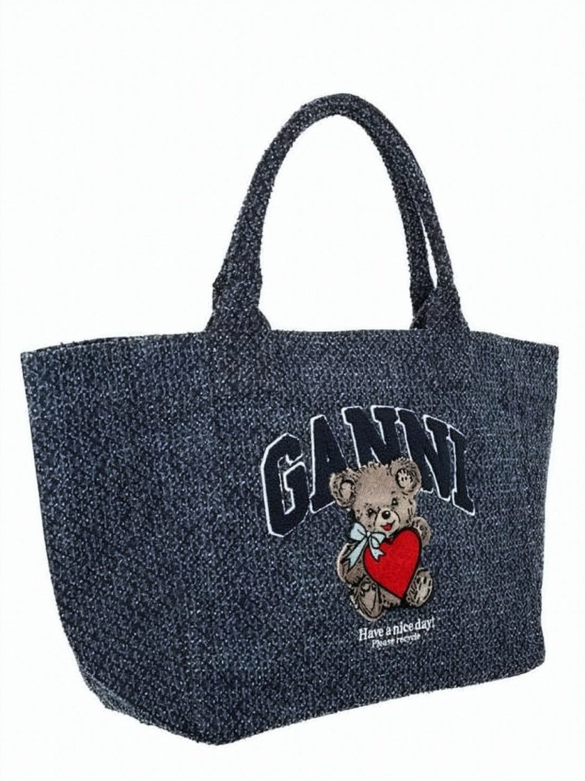 Ganni Textured Fabric Shoulder Bag