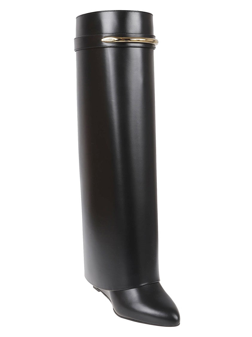 Givenchy Tall Black Boots And Metallic Detail
