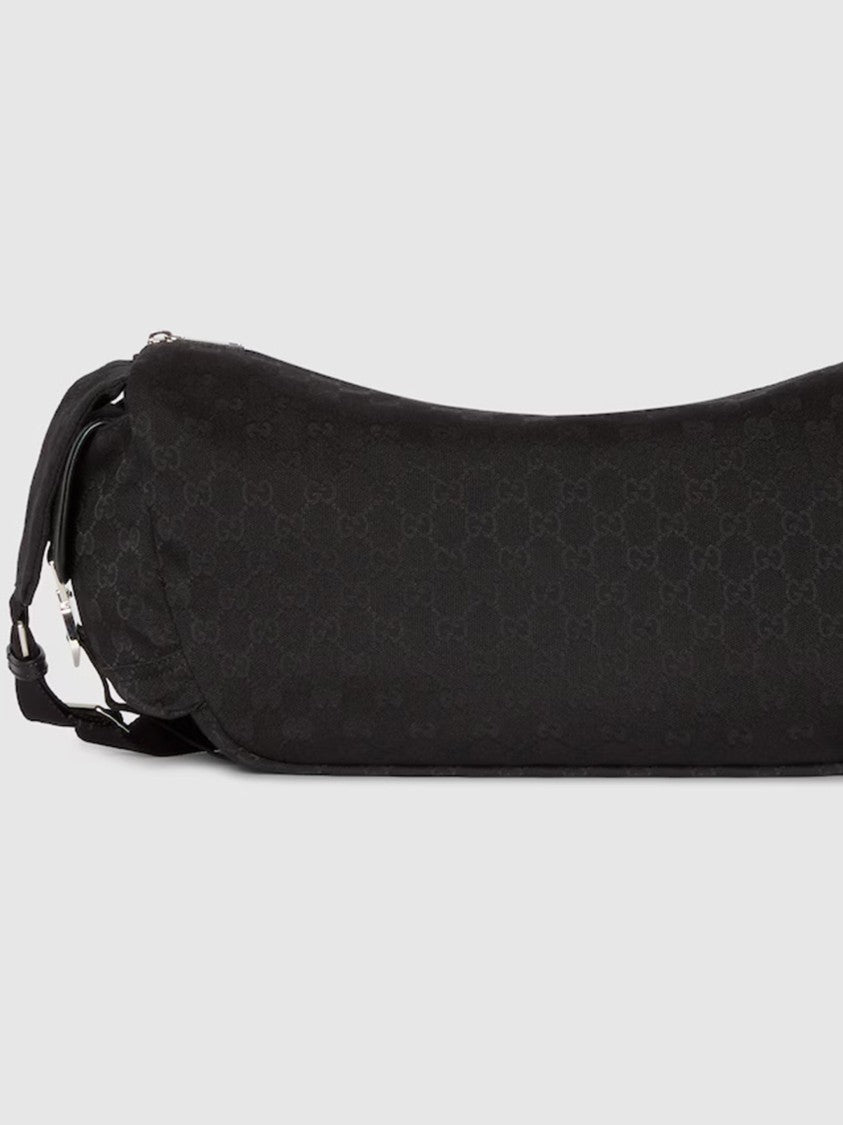 Gucci Black Curved Top Zipper Crossbody Bag