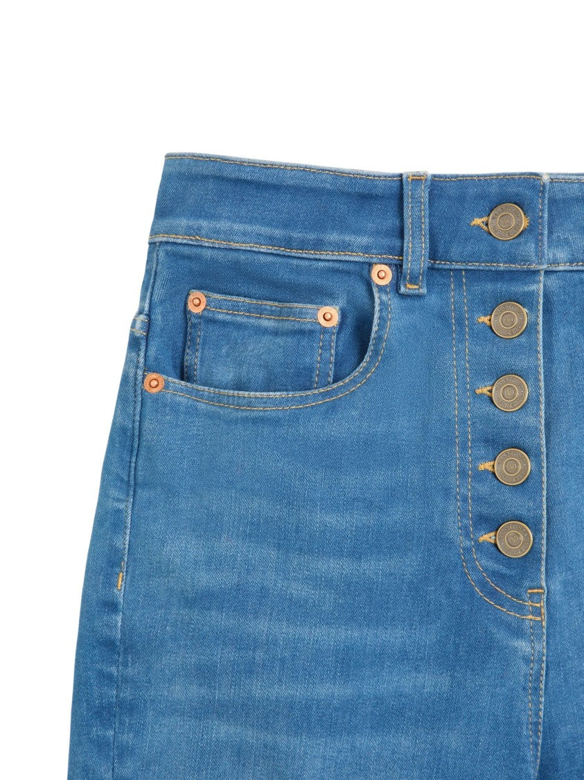 Valentino Blue Floral Lace Trimmed Jeans