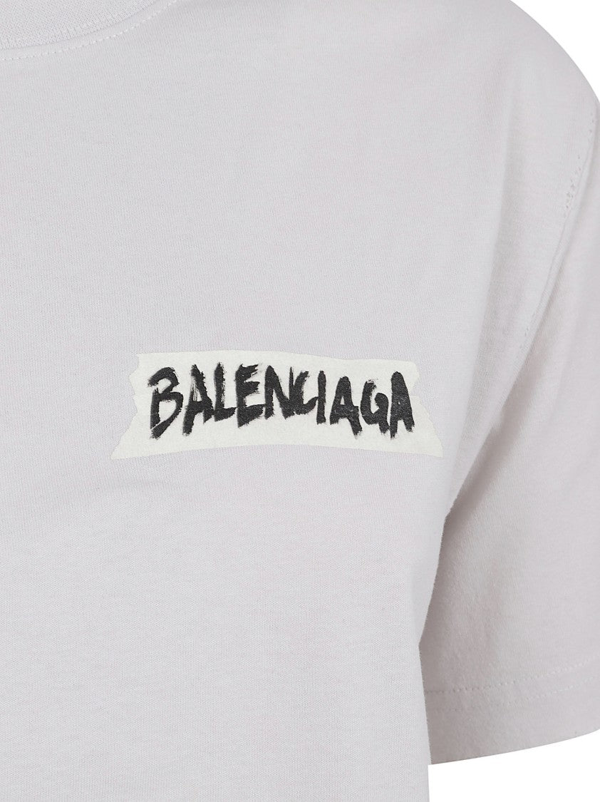Balenciaga Crew Neck T-Shirt With Handwritten Graphic Detail