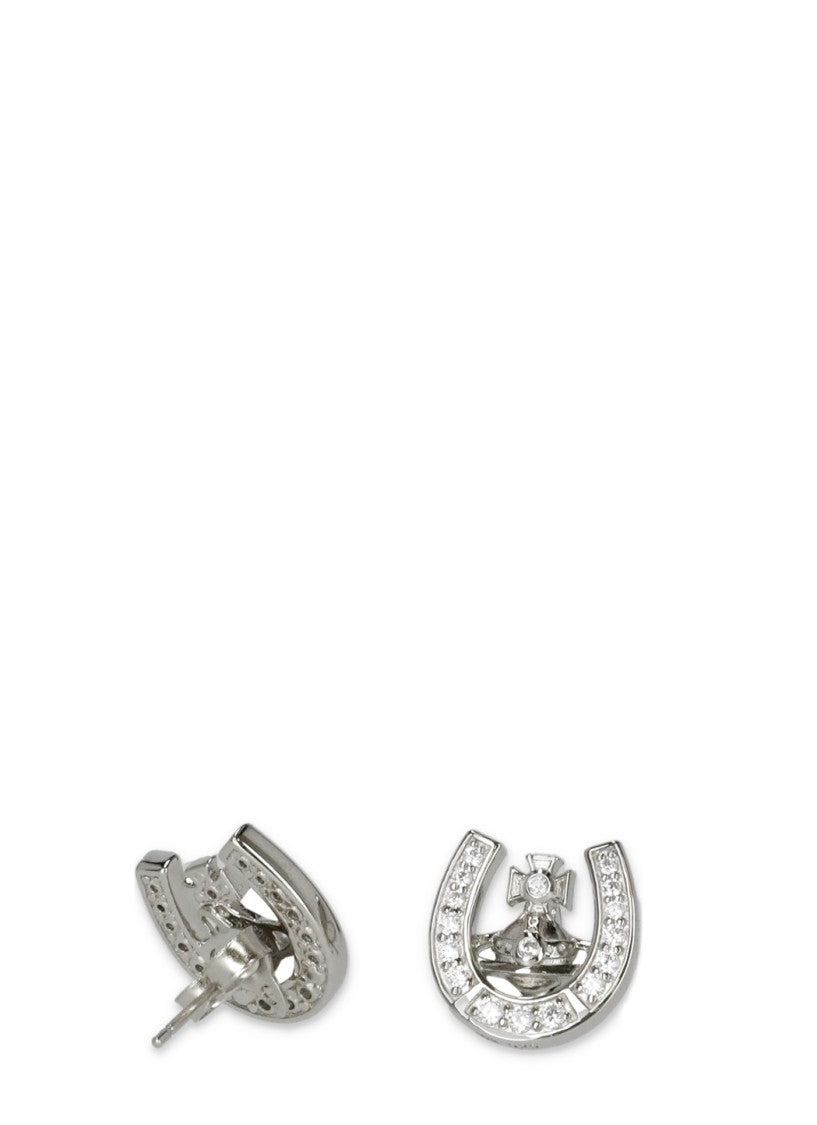 Vivienne Westwood Mini Bas Relief Earrings With Orb Logo And Sparkling Strass