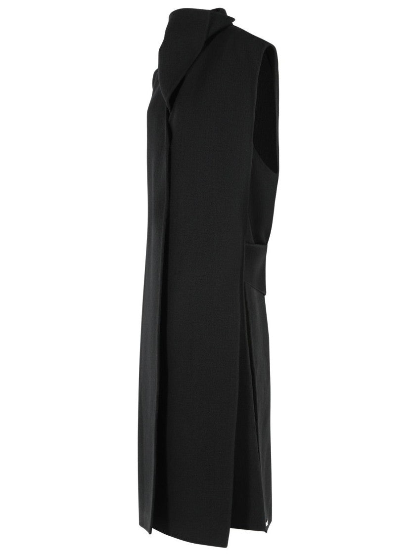 Sportmax 'Nigelle' Sleeveless Black Wool And Cashmere Coat