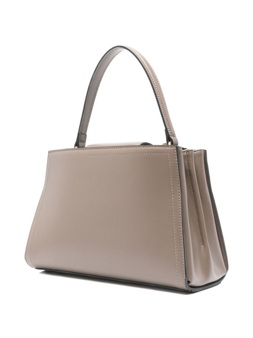 Twin-Set Structured Handbag With Metal Clasp And Versatile Carrying Options