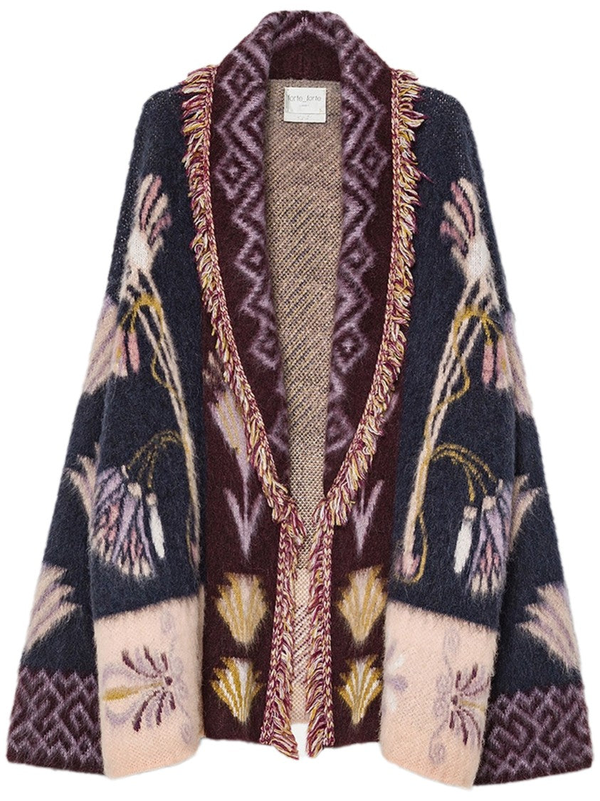 Forte Forte Jacquard Long Cardigan In Soft Baby Alpaca