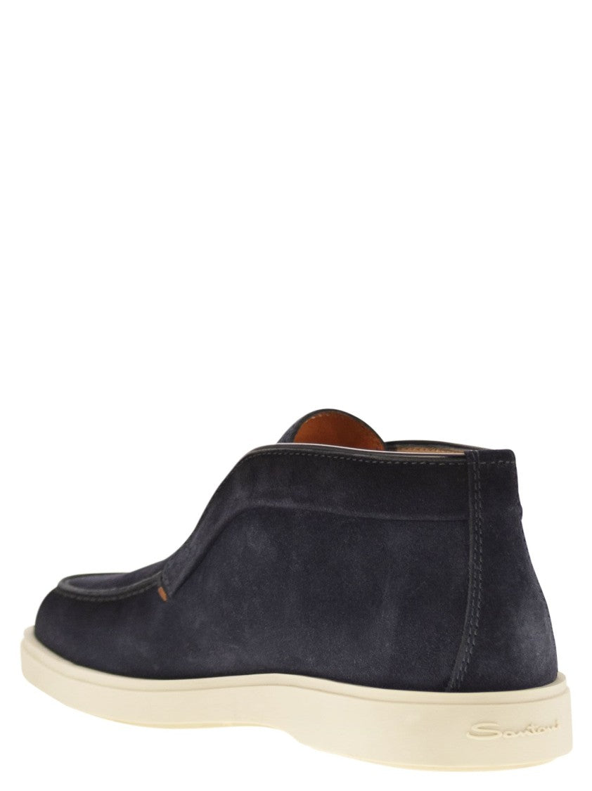 Santoni Blue Suede Desert Boot