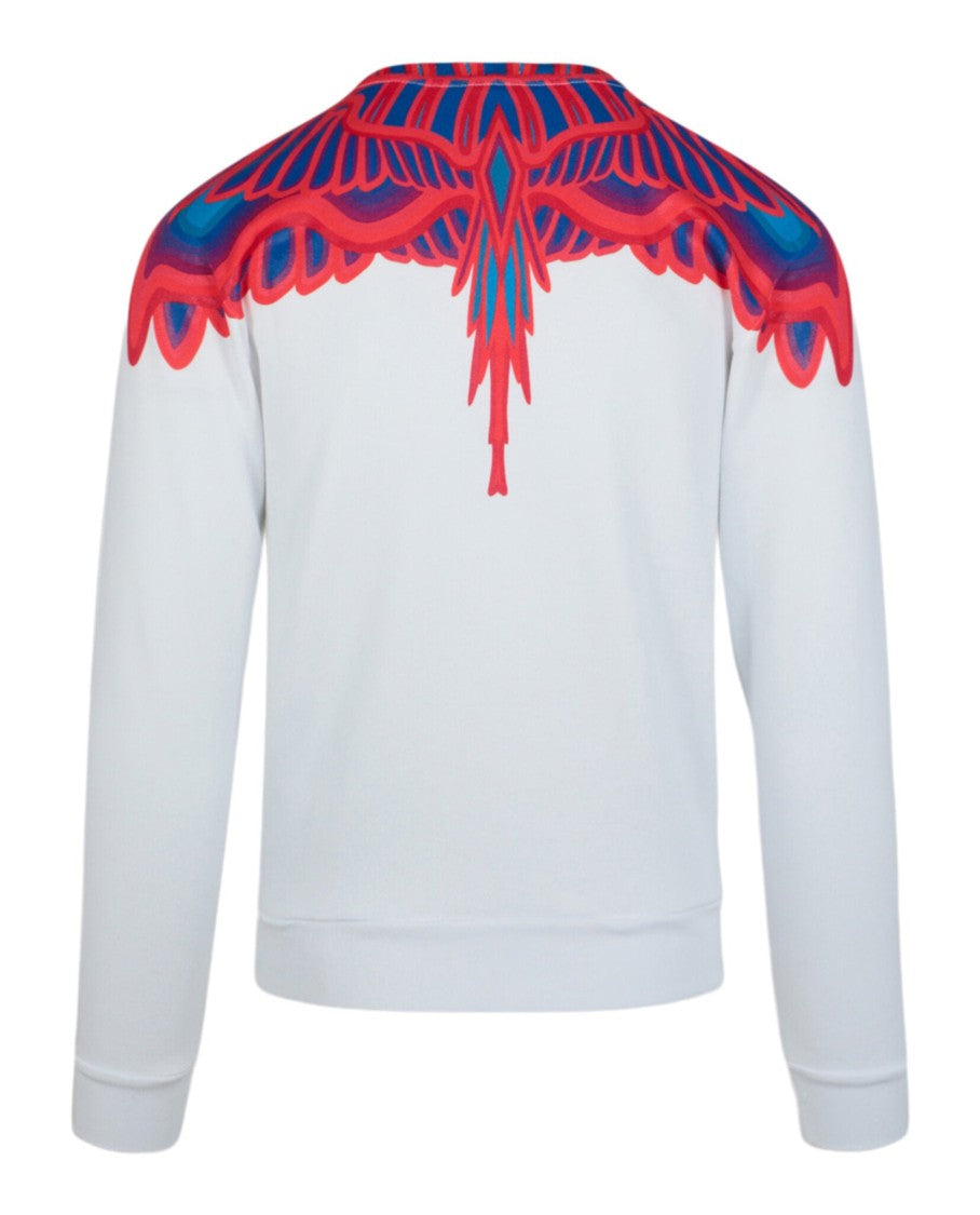 Marcelo Burlon Curved Wings Print Cotton Crewneck Sweatshirt