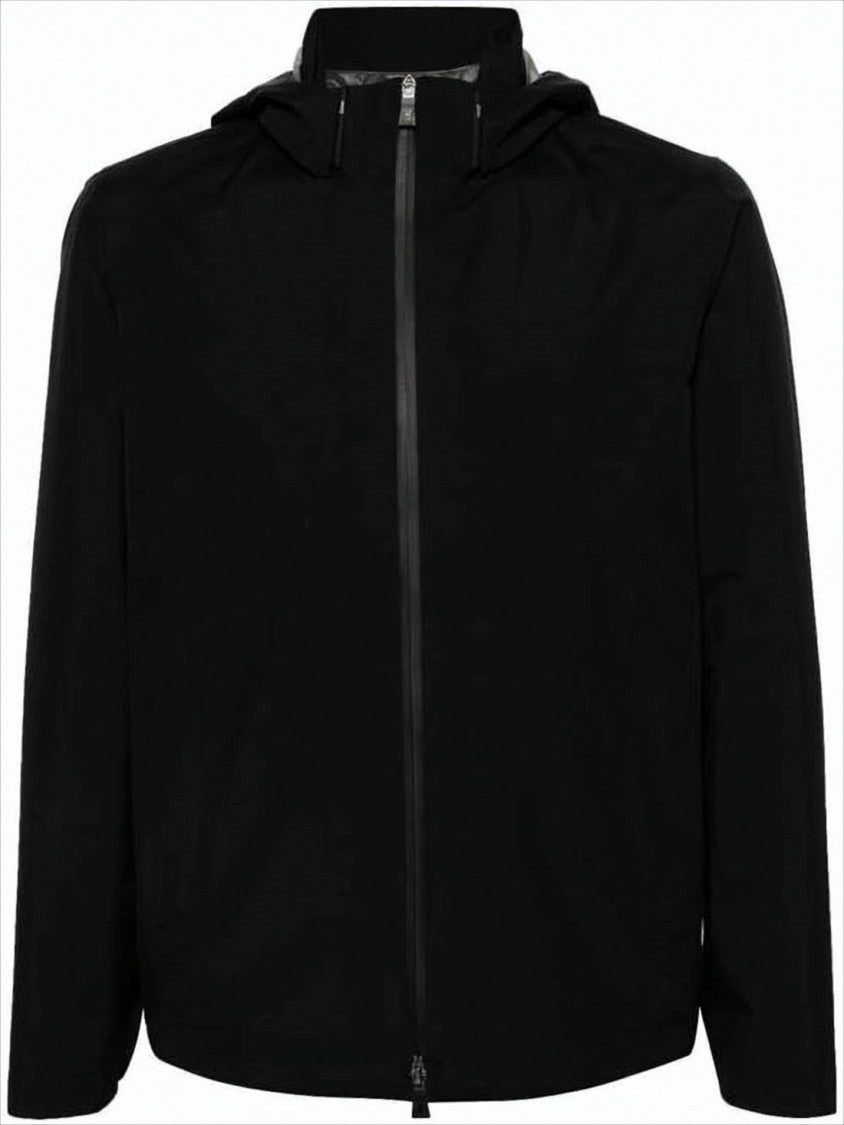 Herno Minimalist Black Jacket With Full Zip Closure