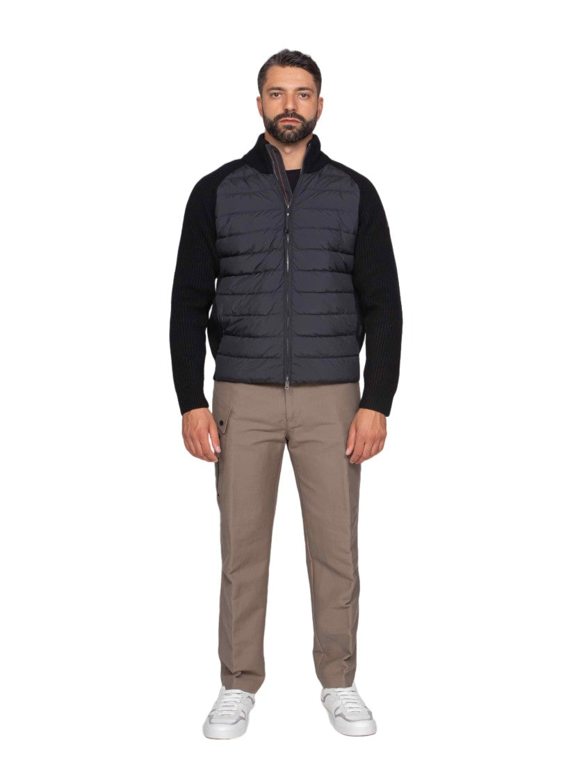 Pjs Parajumpers Quilted Padded Jacket With Ribbed Knit Sleeves And High Collar