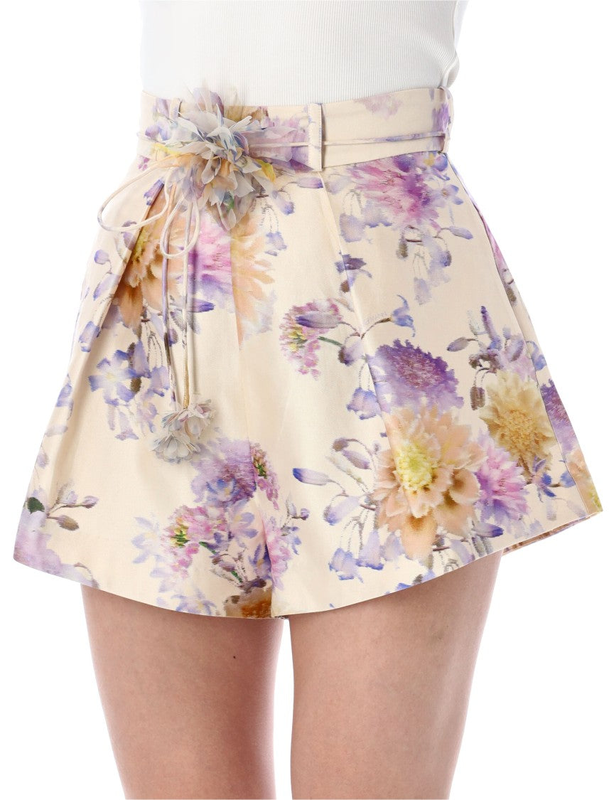 Zimmermann High Waisted Pleated Seta Shorts