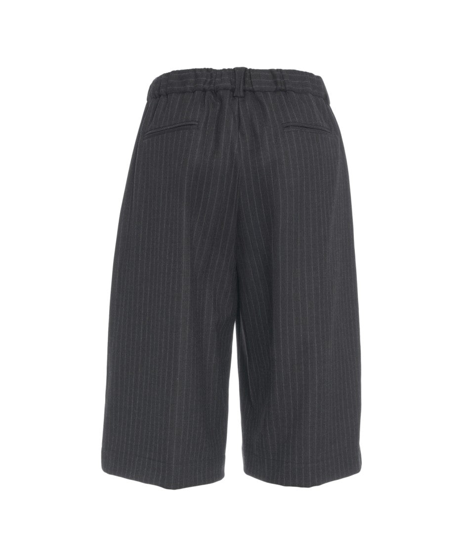Jucca Pinstripe Wide-Leg Bermuda Shorts With Adjustable Drawstring