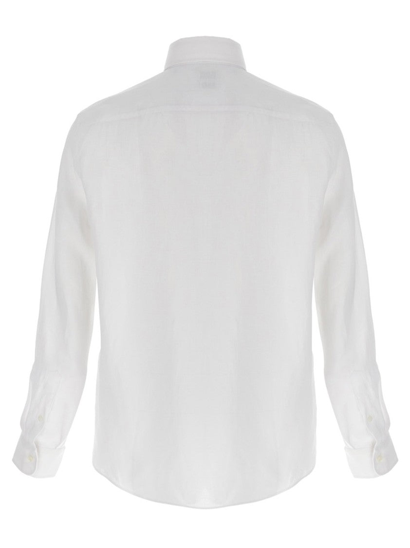 Brunello Cucinelli Easy Fit White Linen Shirt With Button Closure