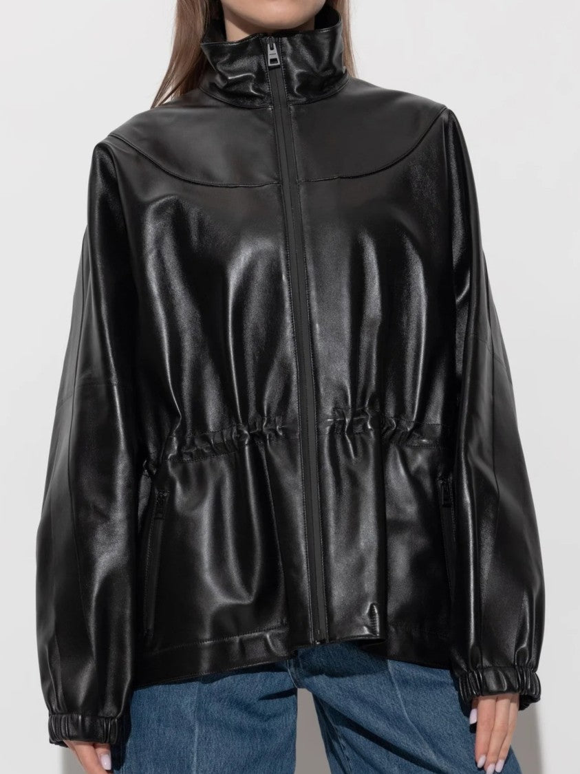 Givenchy Lambskin Leather Tracksuit Jacket With High Collar And Embossed Branding