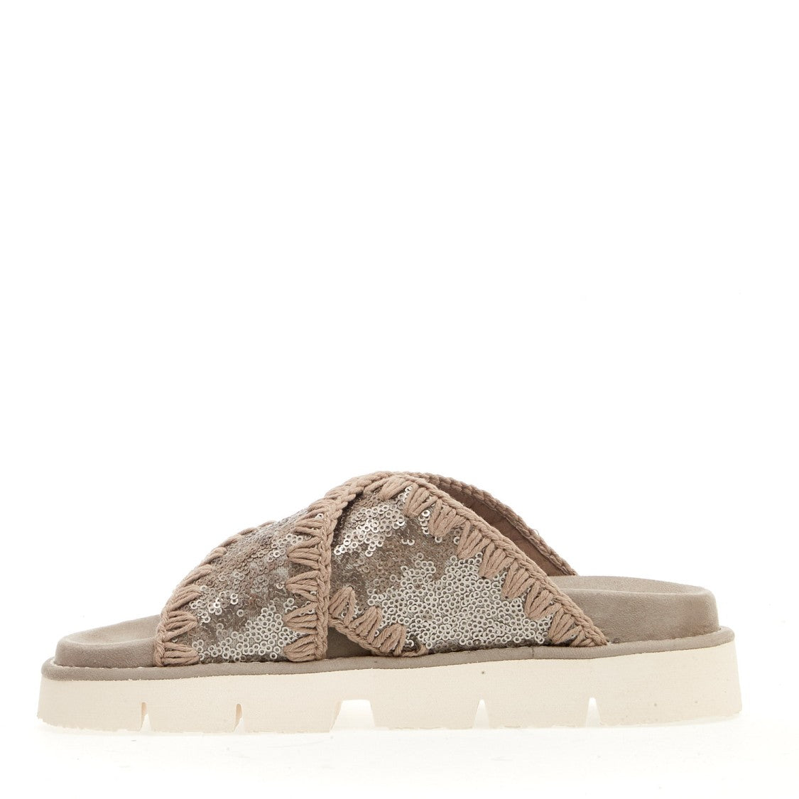 Mou Gunmetal Sequin Cross Wedge