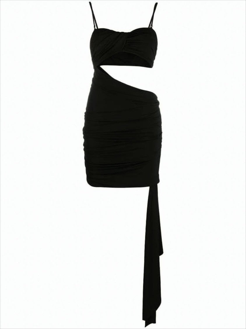 Off-White Short Off-White Dress With Cut-Out Detail And Asymmetrical Hem