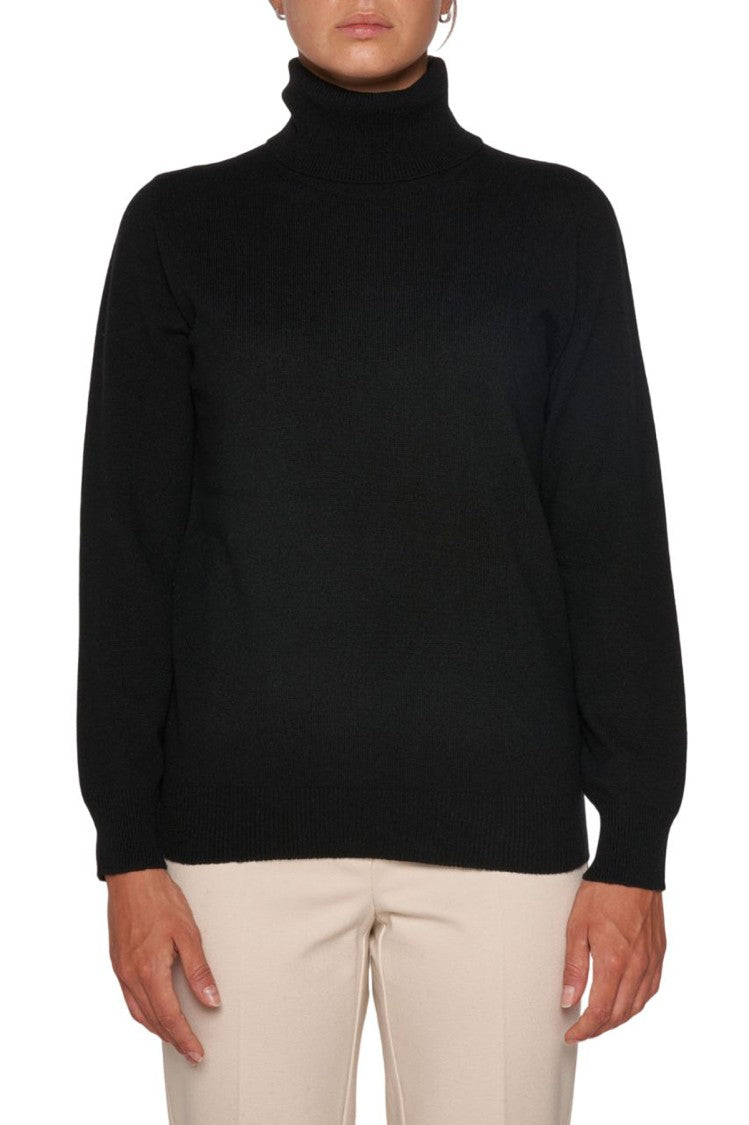 Kangra Ribbed Black Turtleneck Sweater