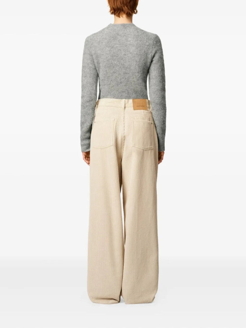 Ami Cotton Wide-Leg Trousers