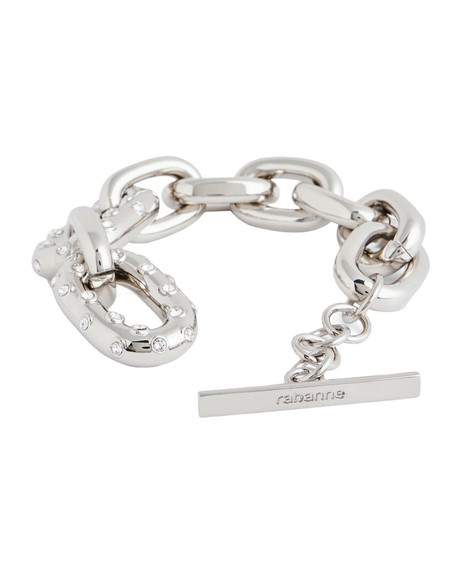 Rabanne Interlaced Silver Chain Bracelet With Crystal Accents